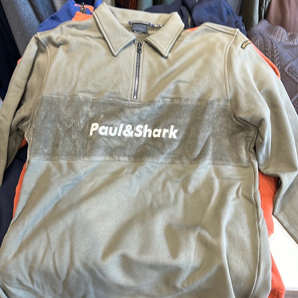 Paul and shark army green fleece half zip sweatshirt